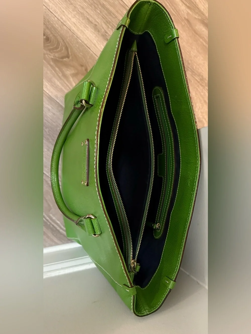Kate Spade Kelly Green Leather Tote Vintage